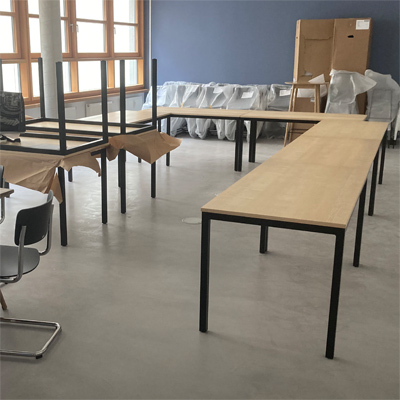 B�rotisch Arbeitstisch Meeting Metal gestell schwarz lackiert Esche furniert