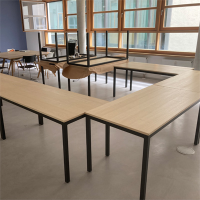 B�rotisch Arbeitstisch Meeting Metal gestell schwarz lackiert Esche furniert