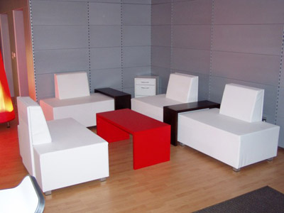 Sessel Barcelona, Banktrennung Barcelona, Tisch Barcelona